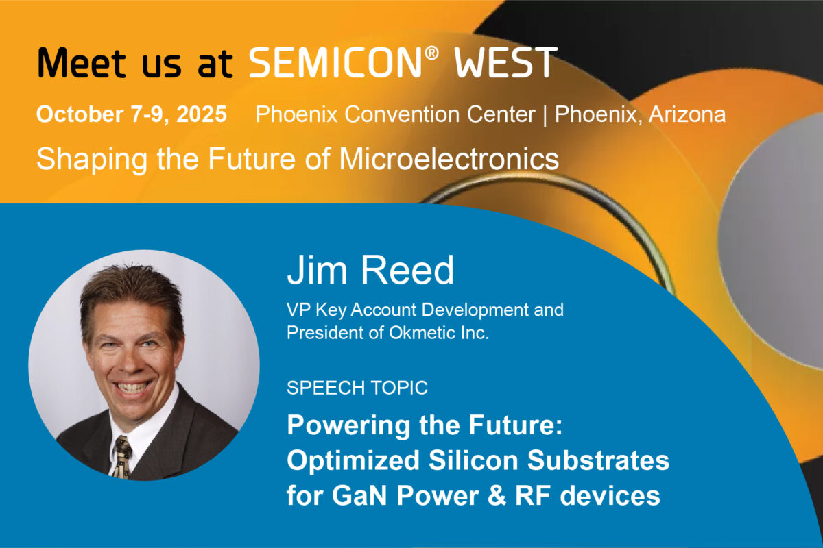 Jim Reed, President of Okmetic Inc. giving speech at Semicon West | Okmetic